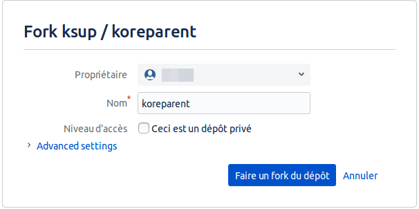 Confimation du fork