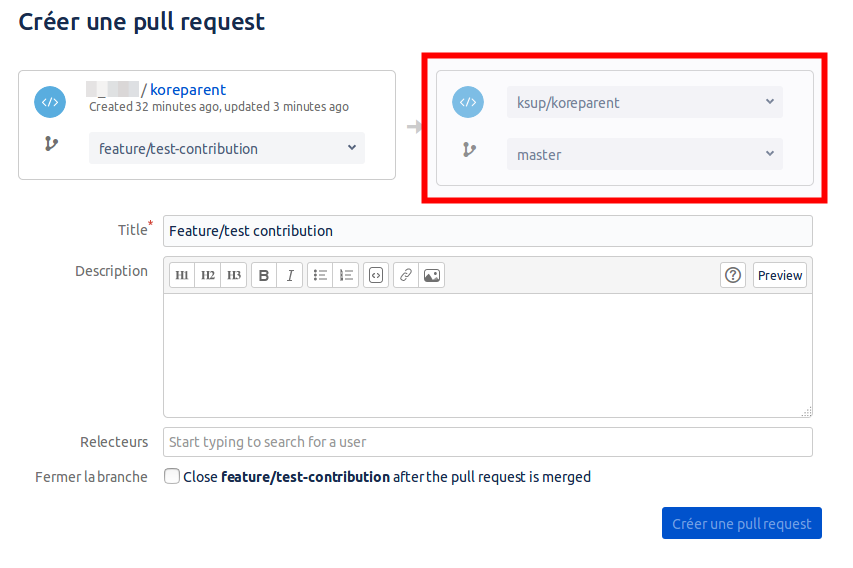 Création de pull request